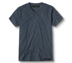 COTTON CHARCOAL BLUE V-NECK T-SHIRT