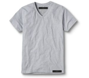 COTTON LIGHT GREY V-NECK T-SHIRT