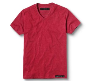 COTTON RED V-NECK T-SHIRT