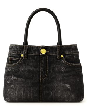 B&C BLACK SWAROVSKI DENIM BAG