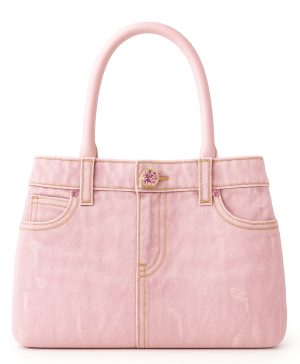 B&C PINK SWAROVSKI DENIM BAG