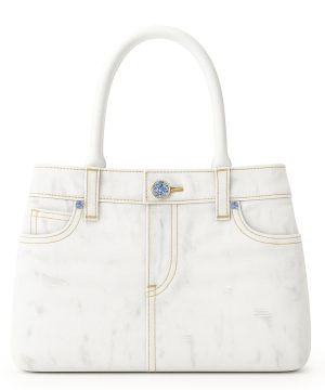 B&C WHITE SWAROVSKI DENIM BAG