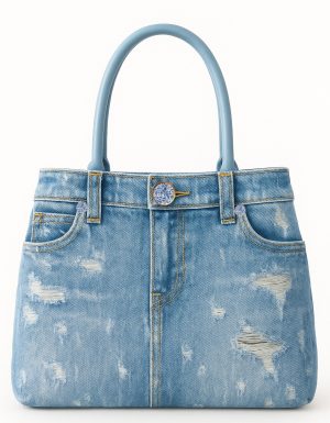 B&C SKY BLUE SWAROVSKI DENIM BAG